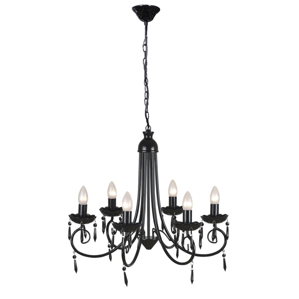 Lampada Da Soffitto Pendente Elegante Nera 6 Portalampade