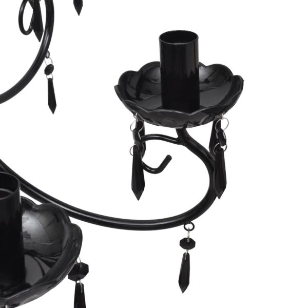 Lampada Da Soffitto Pendente Elegante Nera 6 Portalampade - Image 3