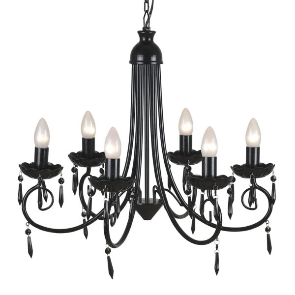 Lampada Da Soffitto Pendente Elegante Nera 6 Portalampade - Image 4