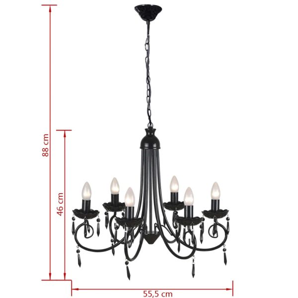 Lampada Da Soffitto Pendente Elegante Nera 6 Portalampade - Image 5