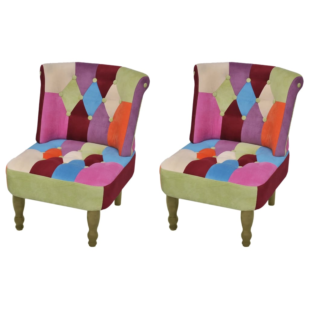 Poltrone Francesi 2 Pz Design Patchwork In Tessuto