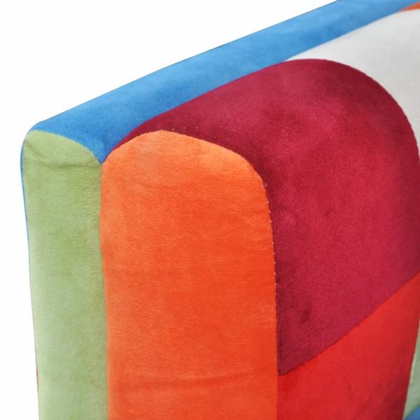 Poltrona A Cubo Con Gambe Cromo E Design Patchwork In Tessuto - Image 5