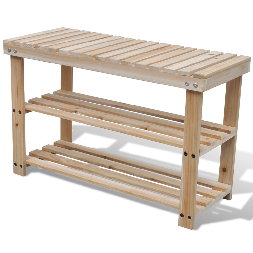 Scarpiera 2 In 1 Con Panca In Legno Massello Di Abete