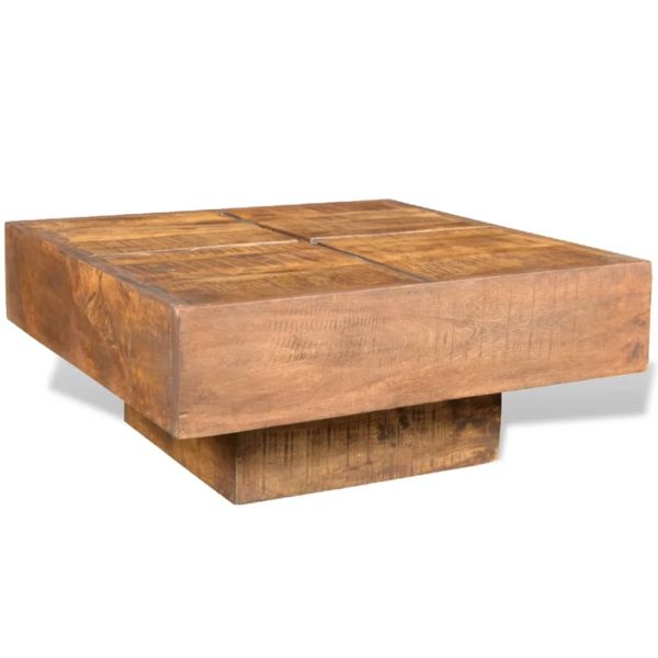 Tavolino Da Salotto Marrone Quadrato In Legno Massello Di Mango - Image 3