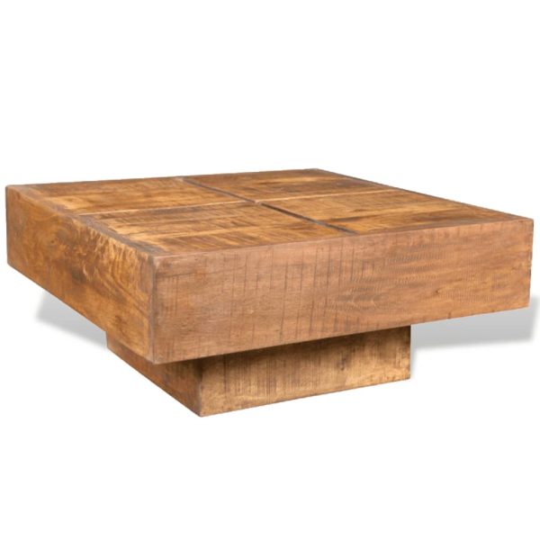 Tavolino Da Salotto Marrone Quadrato In Legno Massello Di Mango - Image 5