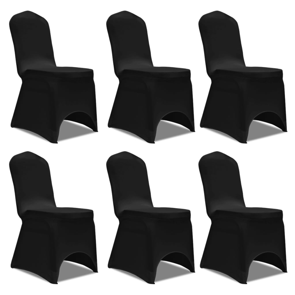 Coprisedia In Tessuto Elasticizzato Nero Set 6 pz