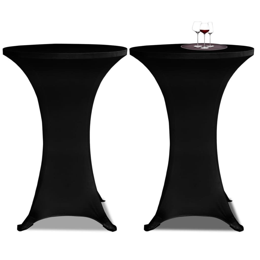 Copritavolo ?80 Cm Nero Tessuto Elasticizzato 2 Pezzi