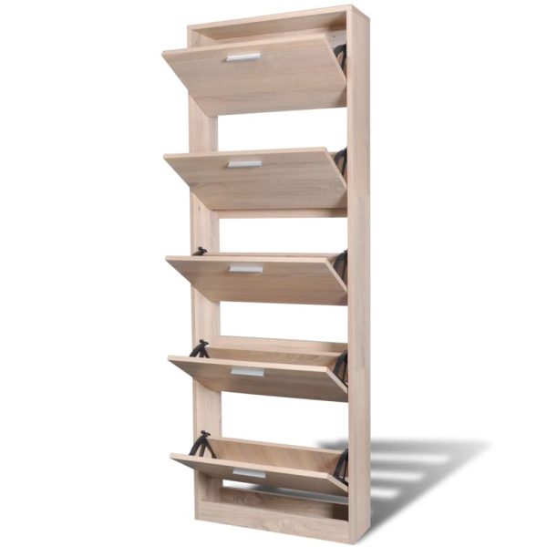 Scarpiera In Legno Effetto Rovere Con 5 Scomparti - Image 4