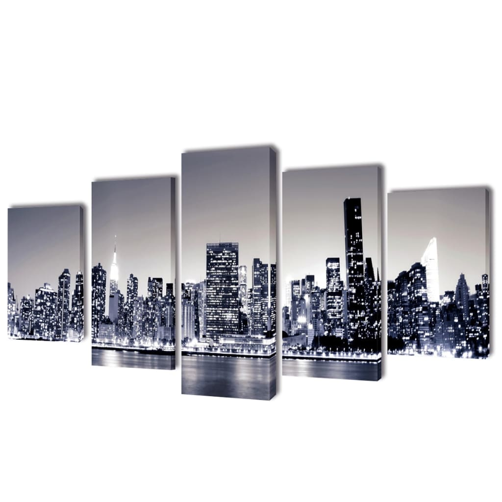 Set Stampa Su Tela Da Muro New York Monocromatico 200x100 cm