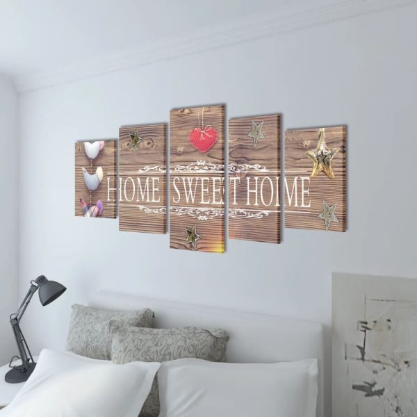 Set Stampa Su Tela Da Muro 5 Pz Home Sweet Home 100 X 50 cm - Image 2