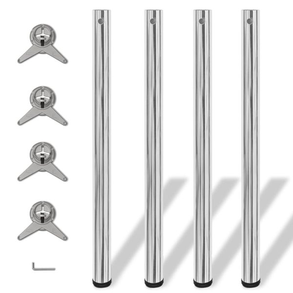 Gambe Per Tavolo 4 Pz Altezza Regolabile Cromate 870 mm