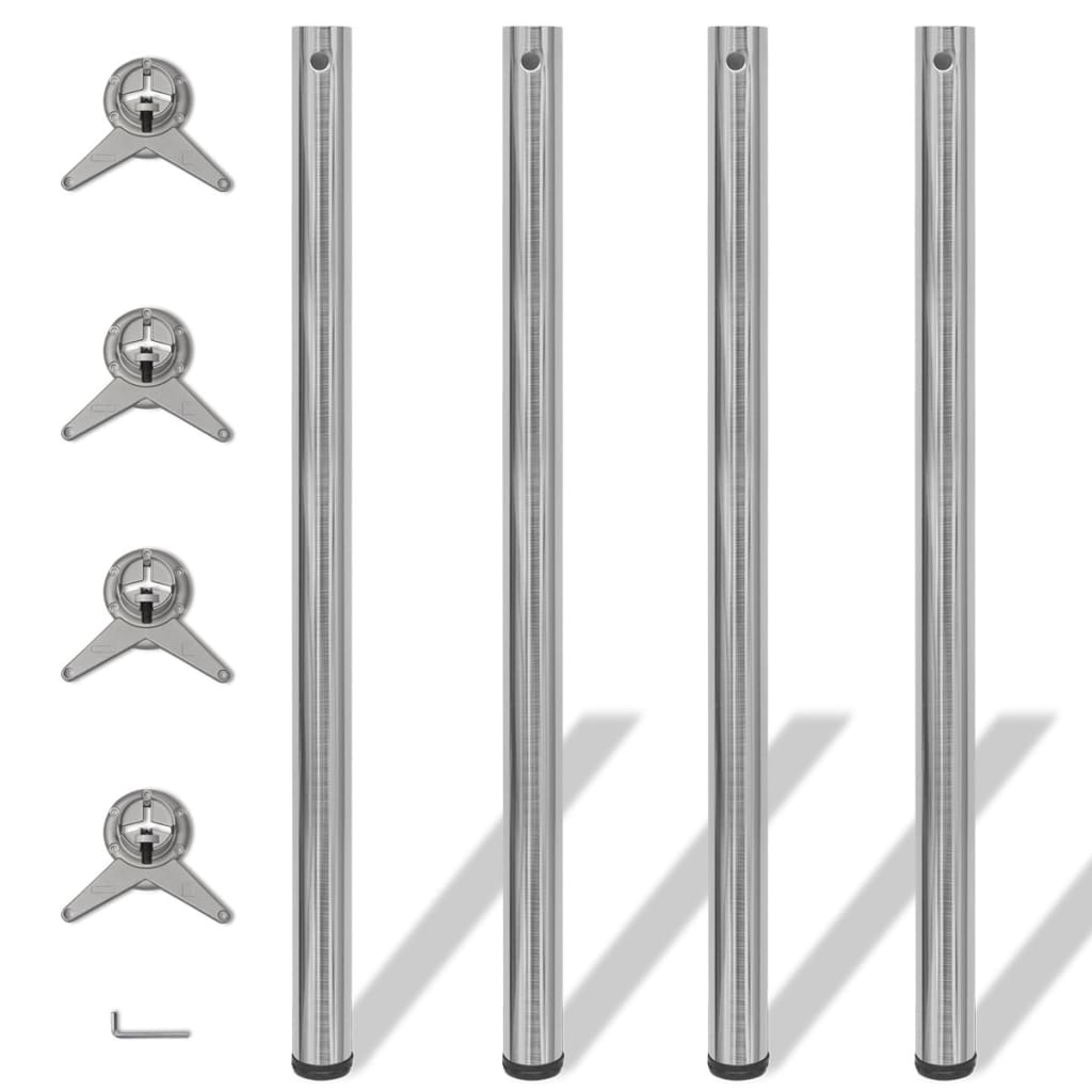 Set Gambe Tavolo 4 Pz In Nickel Spazzolato Regolabili 1100 mm
