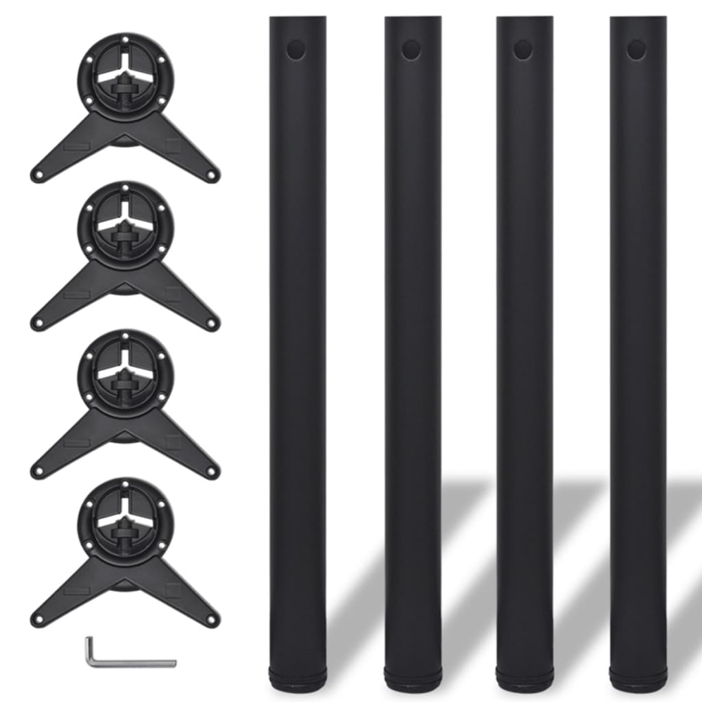 Set Gambe Per Tavolo 4 Pz Nere Regolabili In Altezza 710 mm