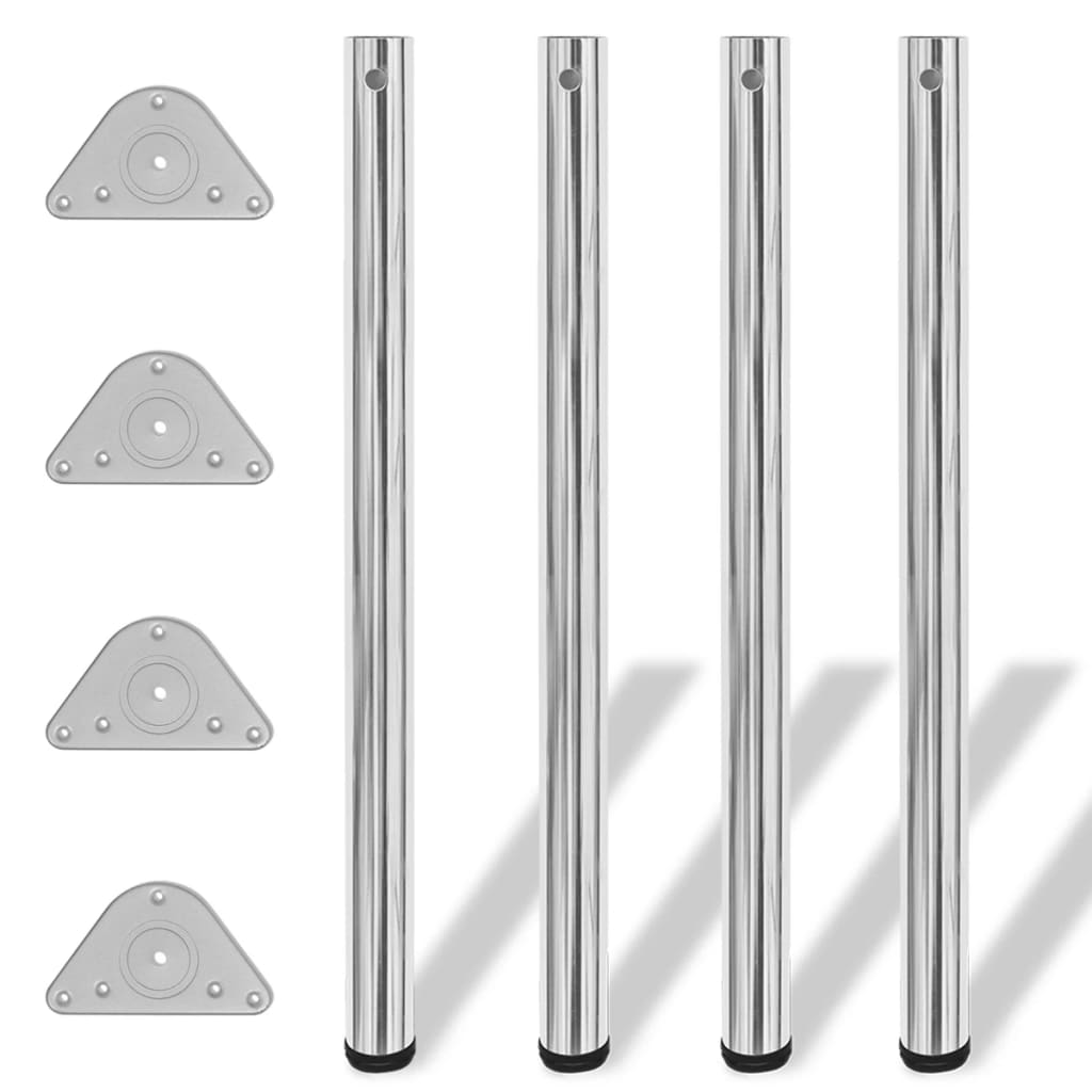 Gambe Per Tavolo 4 Pz Altezza Regolabile Cromate 870 mm