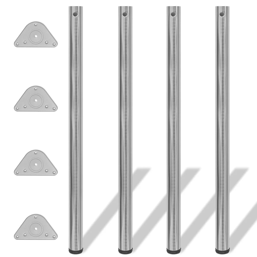 Set Gambe Tavolo 4 Pz In Nickel Spazzolato Regolabili 1100 mm