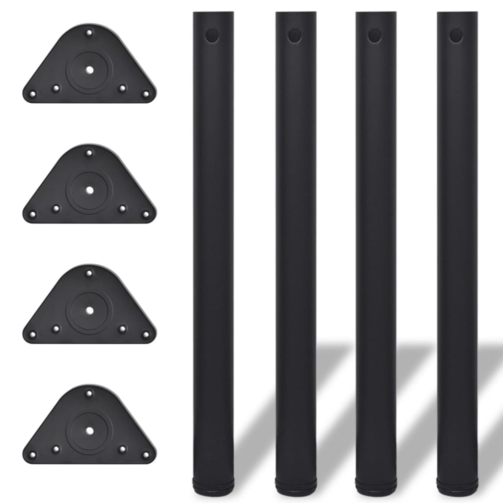 Set Gambe Per Tavolo 4 Pz Nere Regolabili In Altezza 710 mm