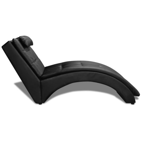Sedia A Sdraio Con Cuscino Nera In Similpelle - Image 3
