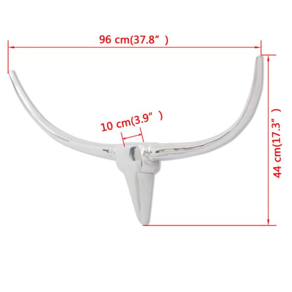 Decorazione Da Parete Testa Di Toro In Alluminio Argento 96 cm - Image 5