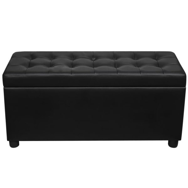 Sgabello Con Contenitore In Pelle Artificiale Nero - Image 4