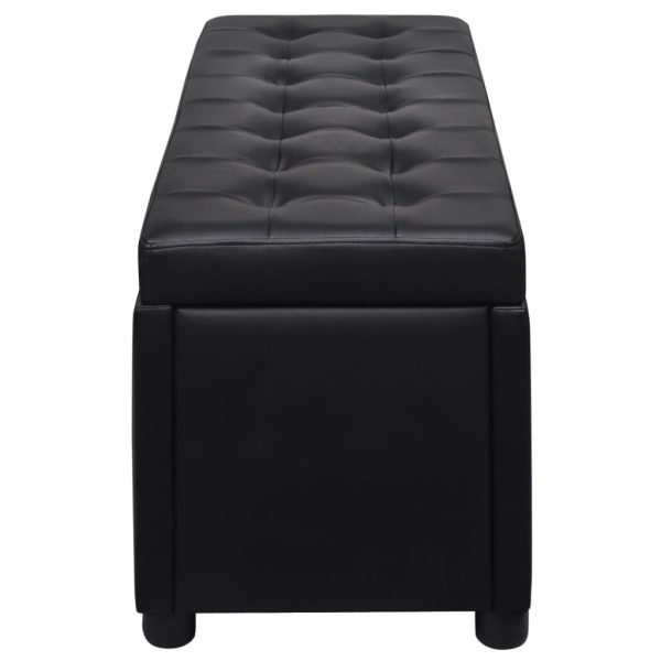 Sgabello Con Contenitore In Pelle Artificiale Nero - Image 5