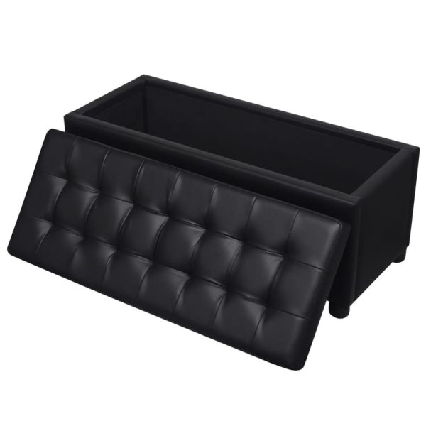 Sgabello Con Contenitore In Pelle Artificiale Nero - Image 6