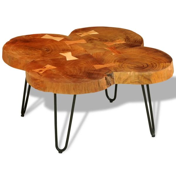Tavolino Da Caffè 35 Cm 4 Tronchi In Legno Massello Di Sheesham