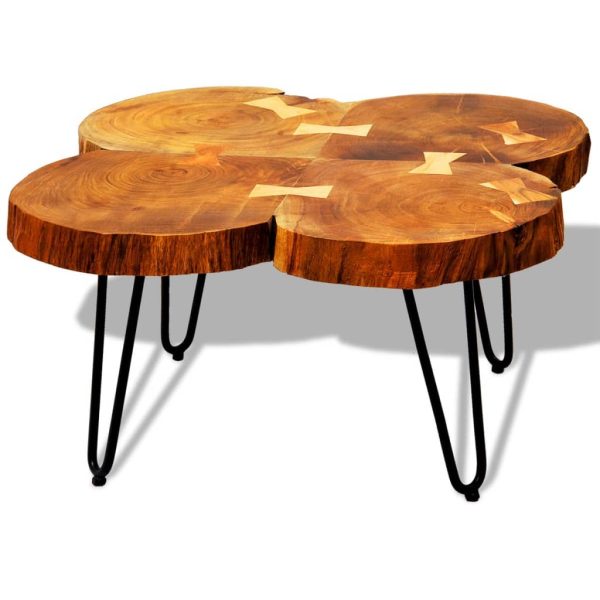 Tavolino Da Caffè 35 Cm 4 Tronchi In Legno Massello Di Sheesham - Image 3