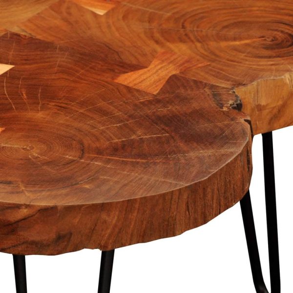 Tavolino Da Caffè 35 Cm 4 Tronchi In Legno Massello Di Sheesham - Image 4