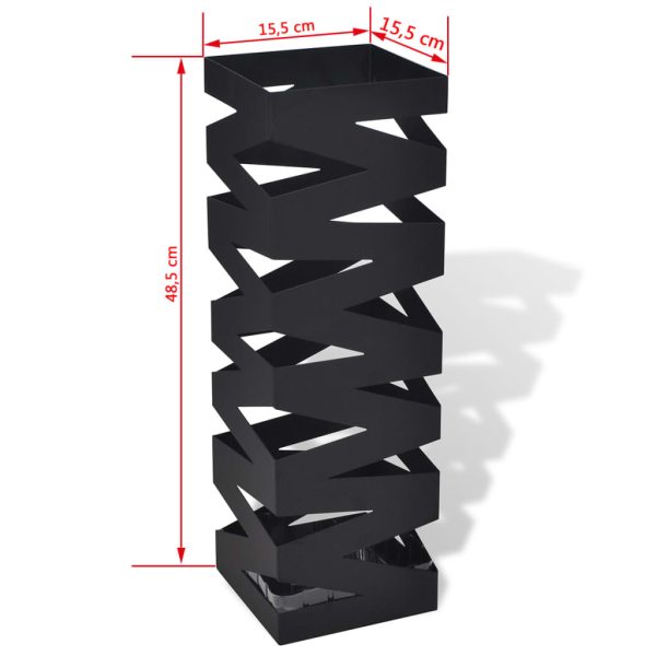 Portaombrelli Bastoni Passeggio Quadrato Acciaio 48,5 Cm Nero - Image 5