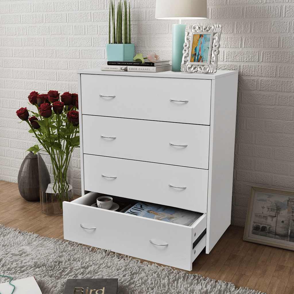 Credenza Con 4 Cassetti 60x30,5x71 Cm Bianca
