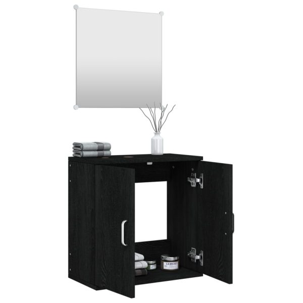 Set Mobili Da Bagno 2 Pz Nero In Legno Multistrato - Image 3