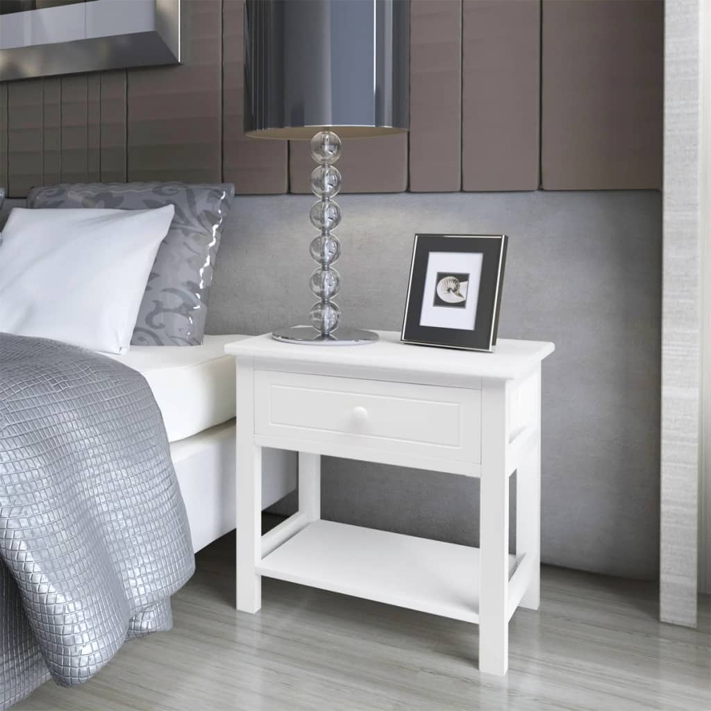 Comodini 2 Pezzi Bianchi In Legno