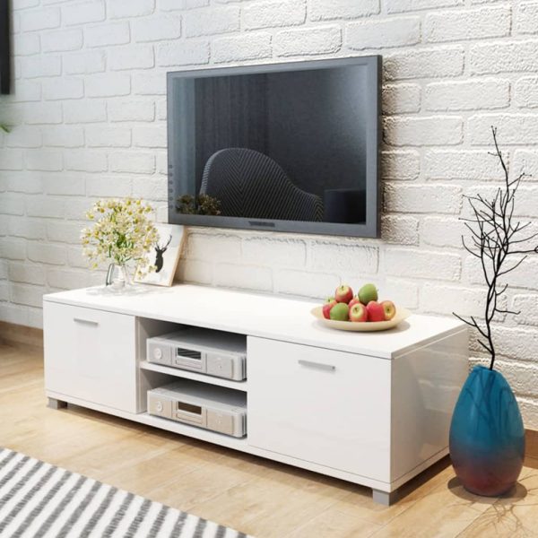 Mobile Porta Tv Bianco Lucido 120x40,5x35 cm