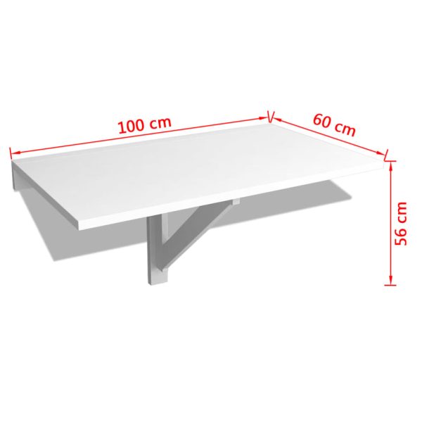 Tavolo Pieghevole Da Parete Bianco 100x60 cm - Image 6