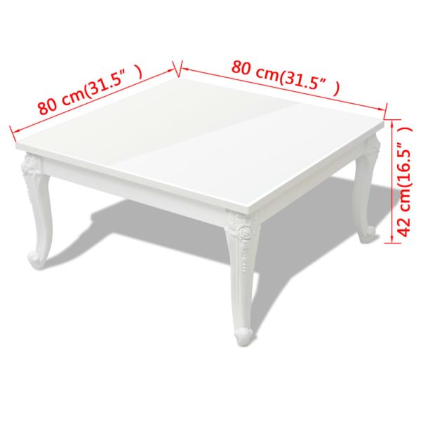 Tavolino Da Salotto 80x80x42 Cm Lucido Bianco - Image 5