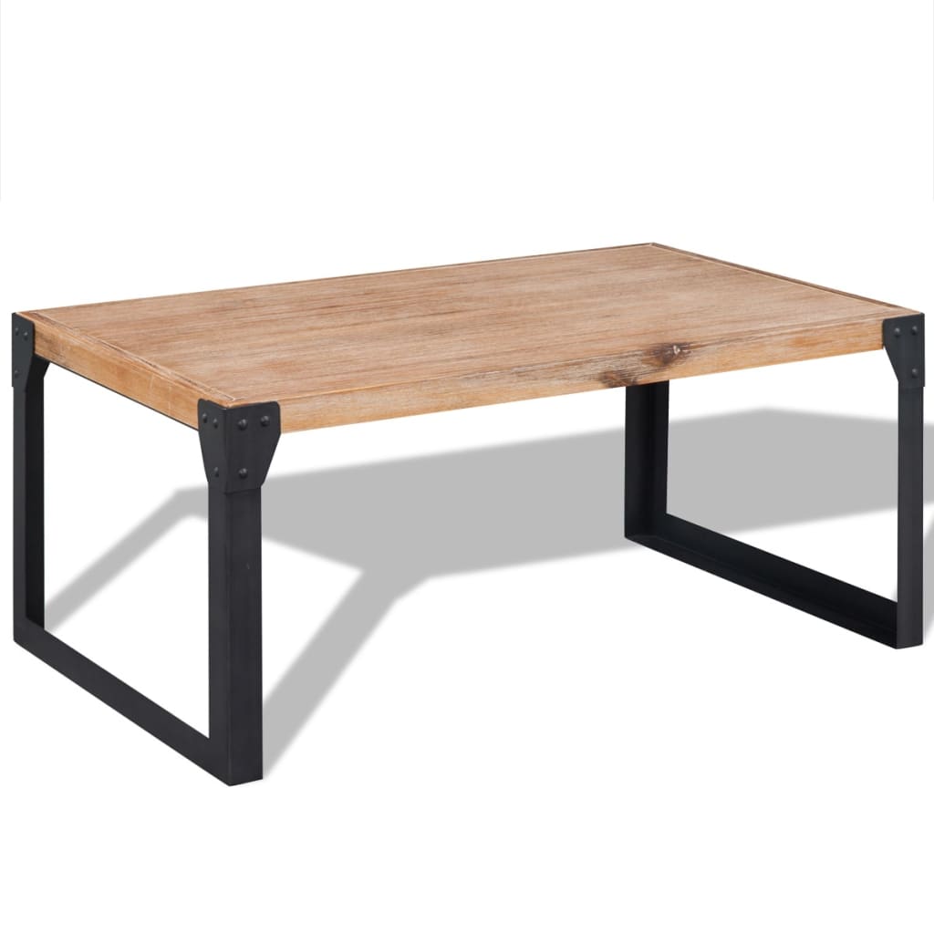 Tavolino Da Salotto In Legno Massello Di Acacia 100x60x45 cm