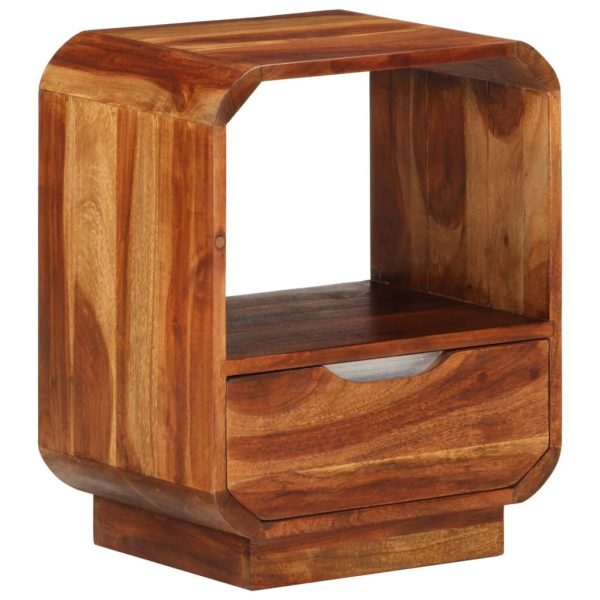 Comodino Con Cassetto In Legno Massello Di Sheesham 40x30x50 cm - Image 6