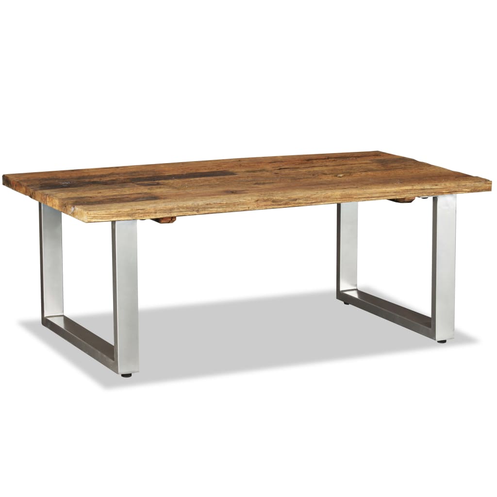 Tavolino Da Salotto In Legno Massello Recuperato 100x60x38 cm