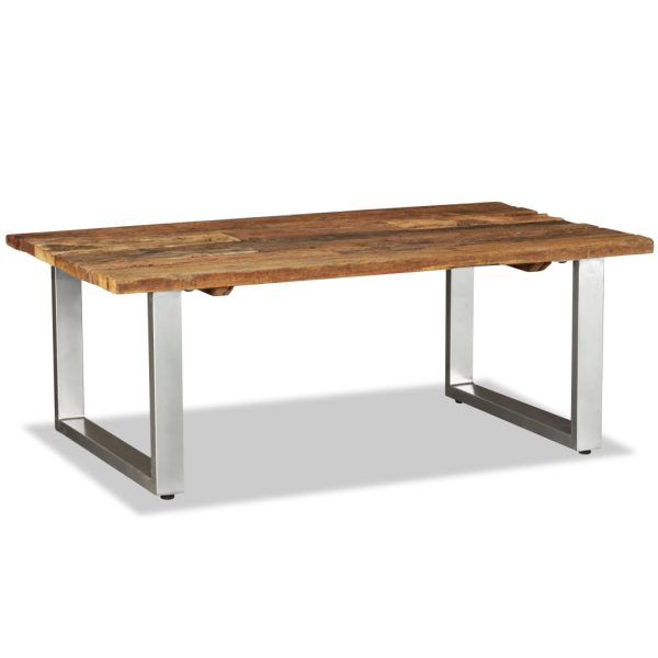 Tavolino Da Salotto In Legno Massello Recuperato 100x60x38 cm - Image 3