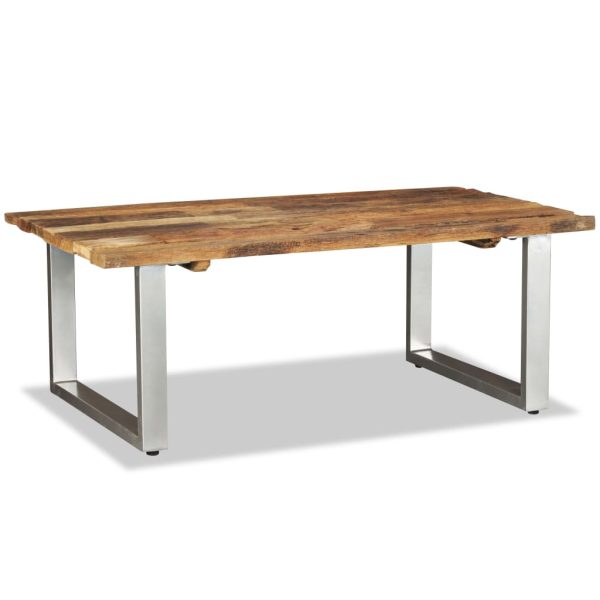 Tavolino Da Salotto In Legno Massello Recuperato 100x60x38 cm - Image 5