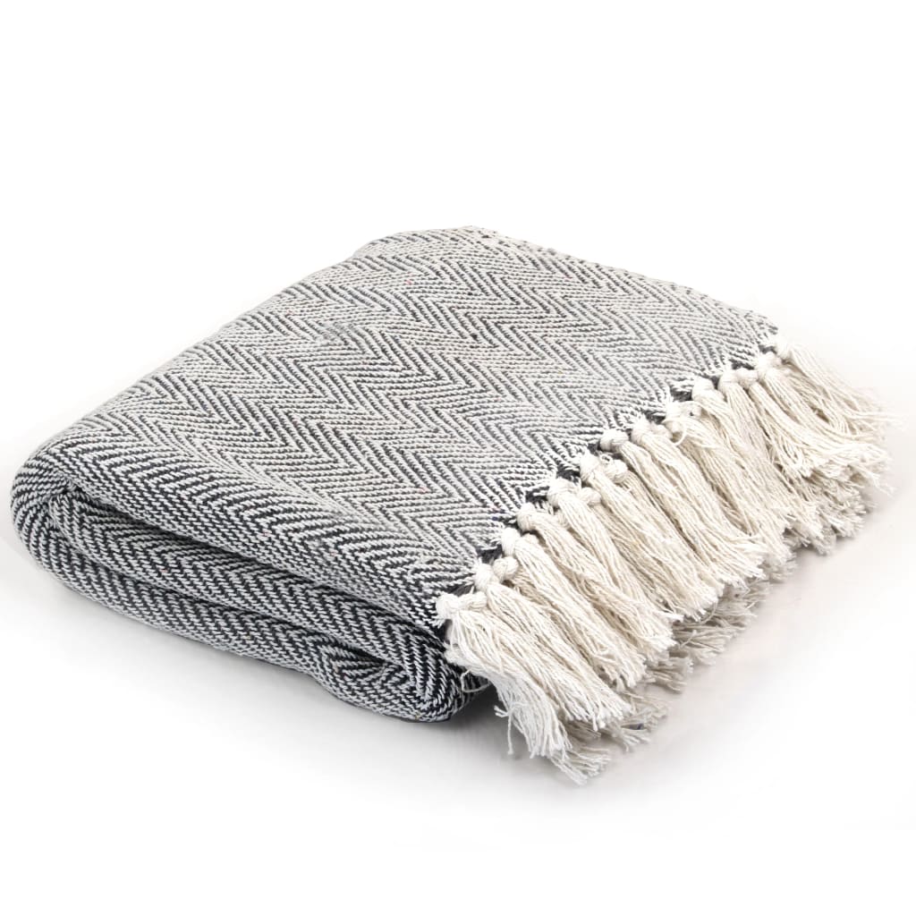 Copriletto In Cotone A Spina Di Pesce 160x210 Cm Blu Marino