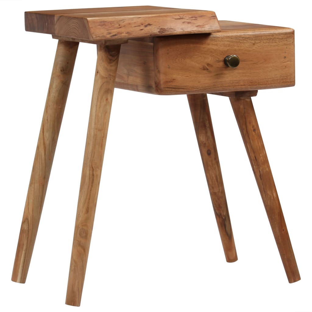 Comodino In Legno Massello D'acacia 45x32x55cm