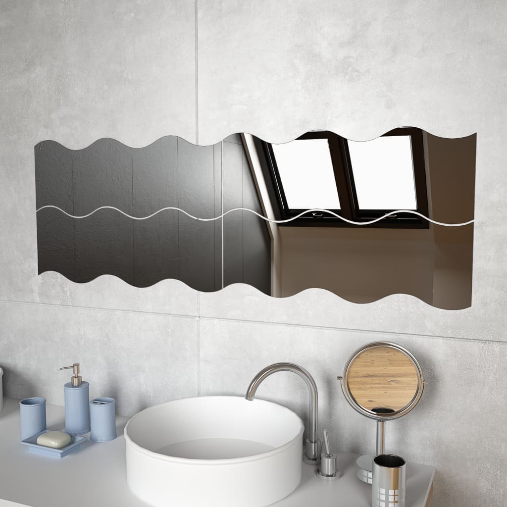 Specchi Da Parete 4 Pz 60x18,5 Cm Vetro A Onda