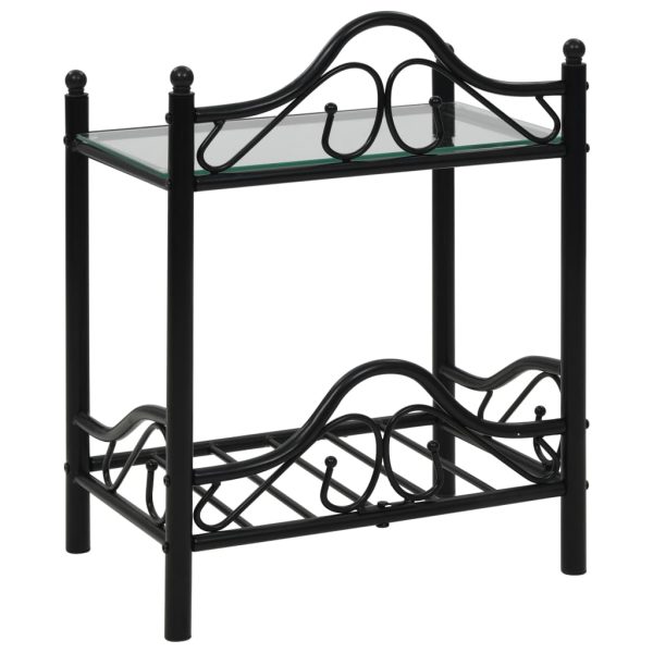 Comodini Set 2pz In Acciaio E Vetro Temperato 45x30,5x60cm Nero - Image 4