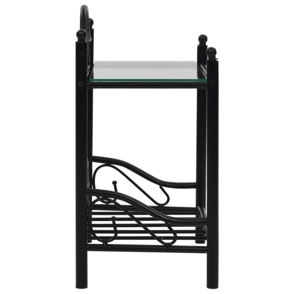 Comodini Set 2pz In Acciaio E Vetro Temperato 45x30,5x60cm Nero - Image 5