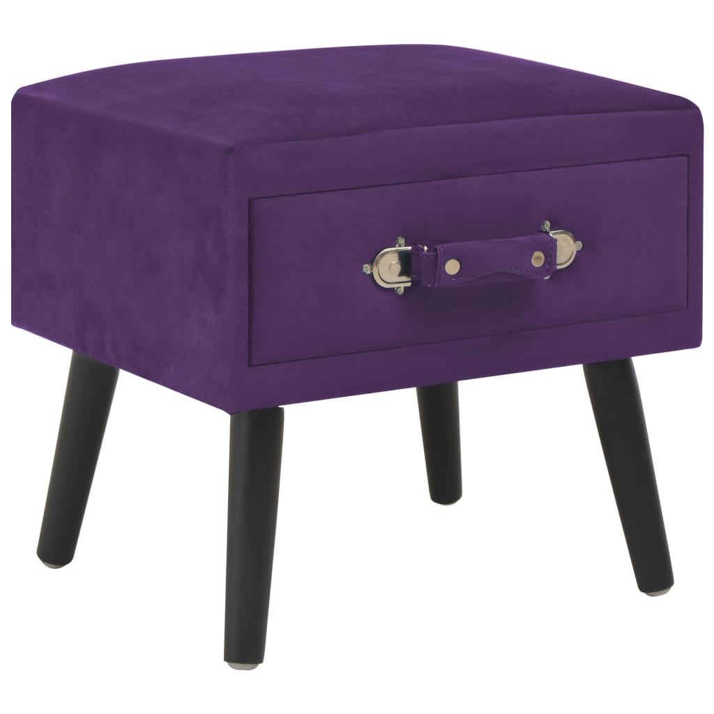 Comodino Viola Scuro 40x35x40 Cm In Velluto