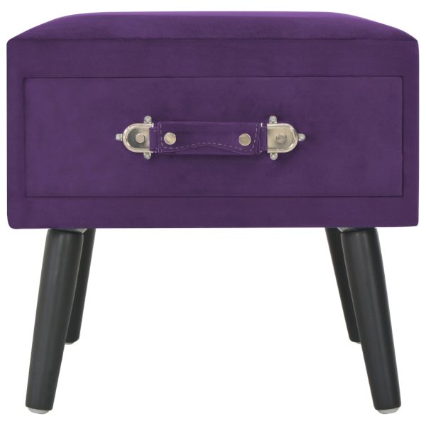 Comodino Viola Scuro 40x35x40 Cm In Velluto - Image 4