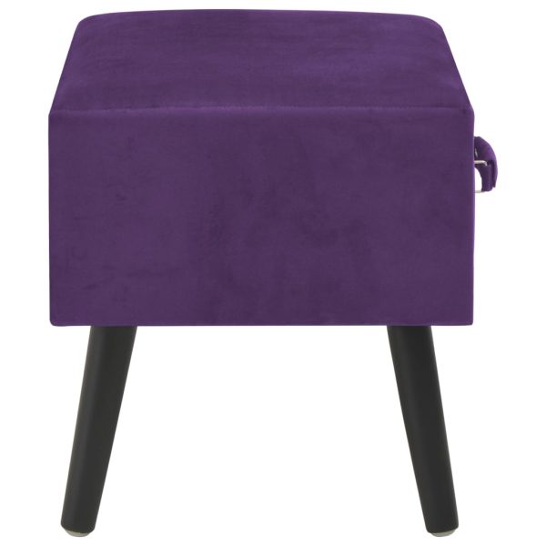 Comodino Viola Scuro 40x35x40 Cm In Velluto - Image 5