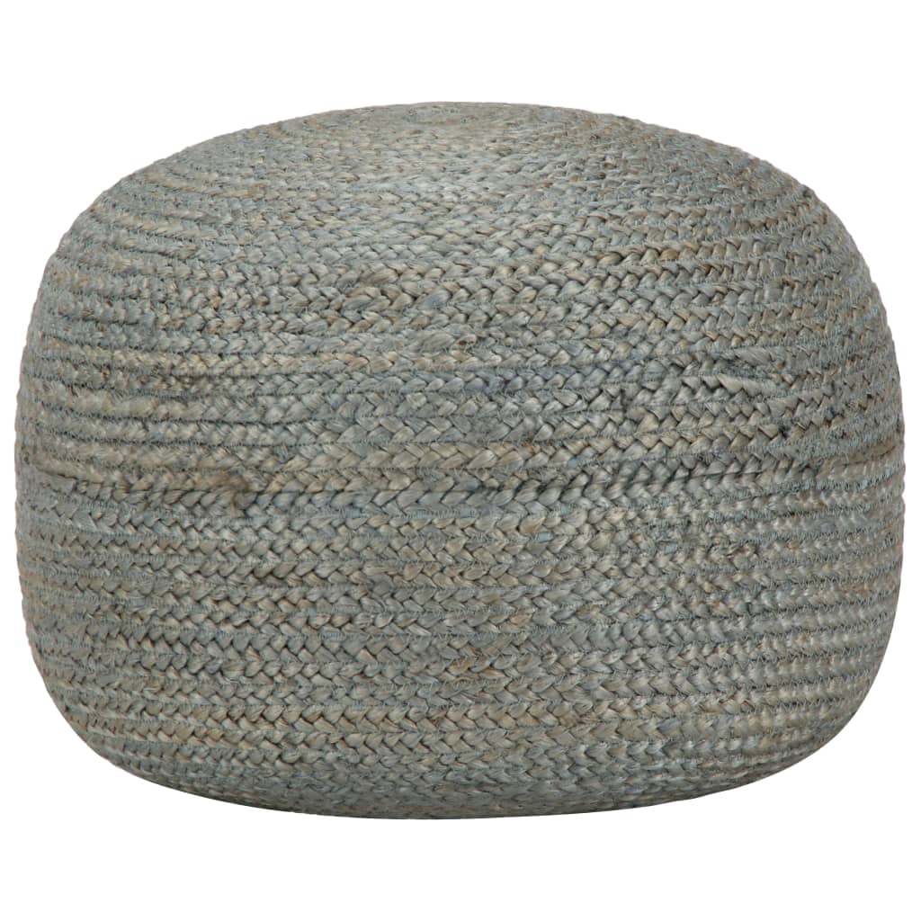 Pouf Lavorato A Mano 45x30 Cm Verde Oliva In Juta