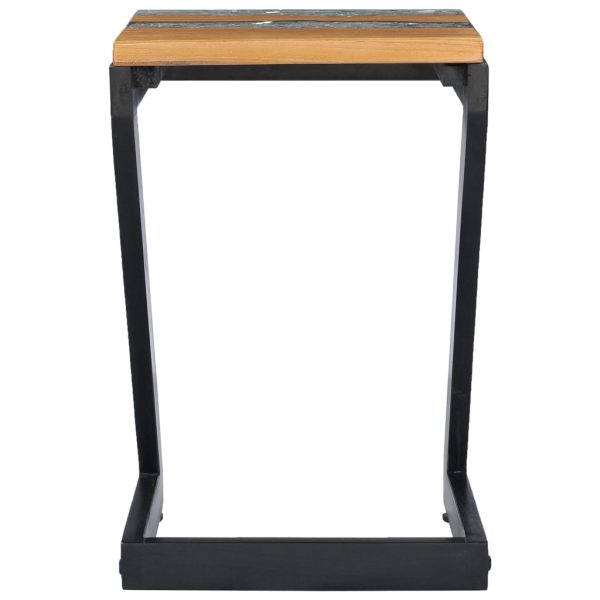 Tavolino Salotto 30x30x50 Cm Legno Massello Teak E Poliresina - Image 3